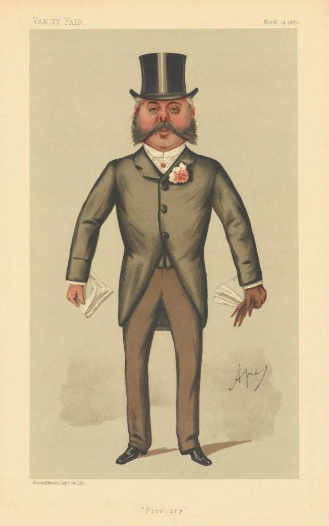 VANITY FAIR SPY CARTOON Col Francis Duncan 'Finsbury' Holborn MP. By Ape 1887